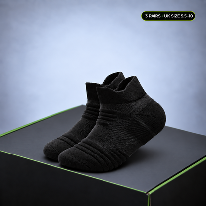 StepDry 2.0 — Black short socks, 3 pairs, UK sizes 5.5–10