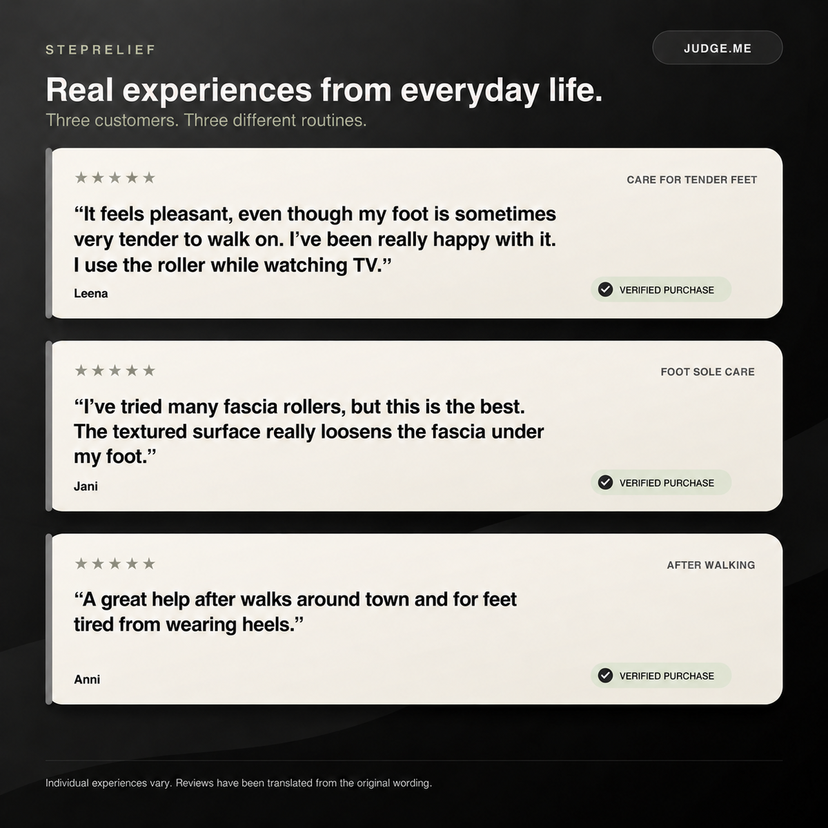 StepRelief — Customer experiences