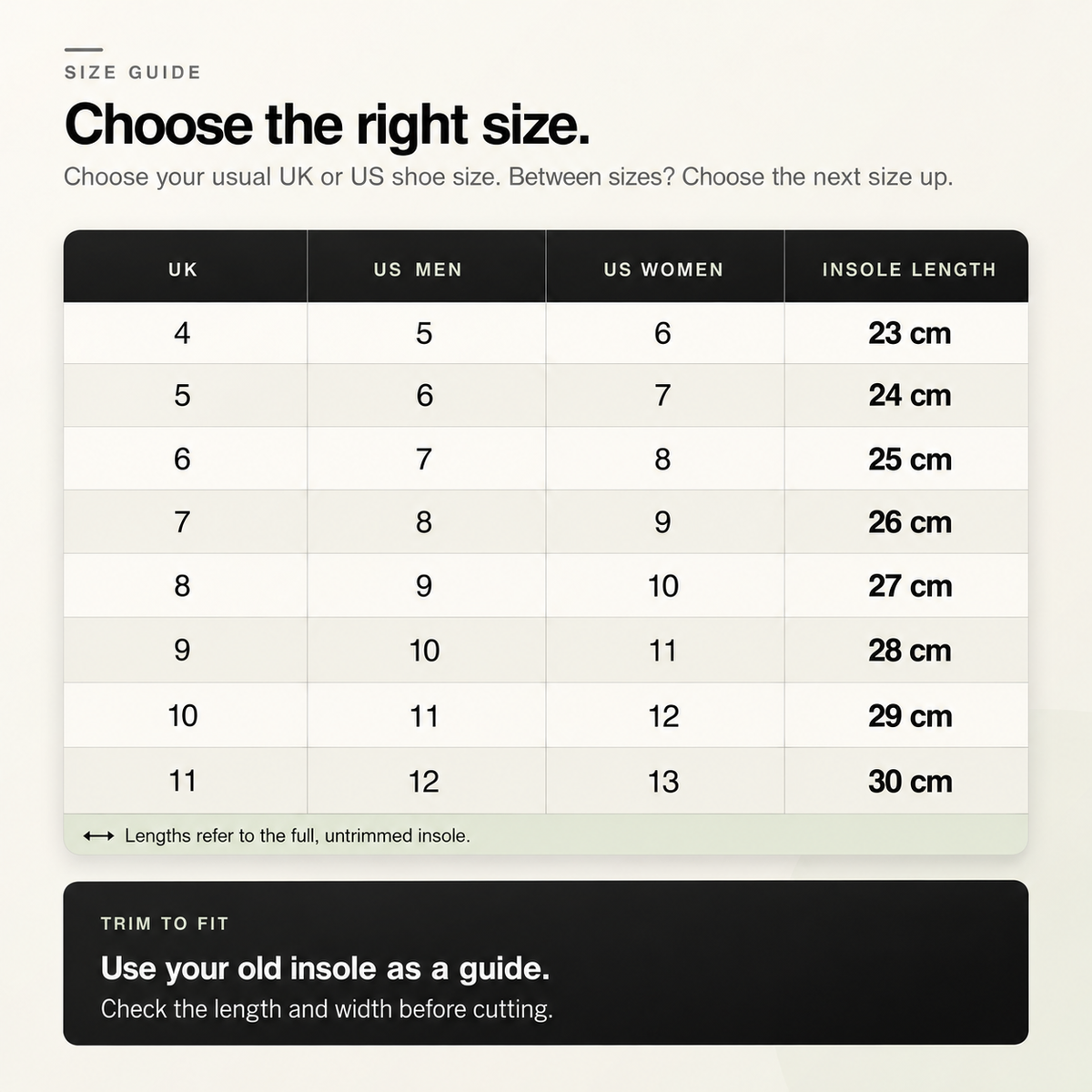 VitalStep — UK size guide